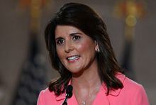 (FILES) In this file photo taken on August 24, 2020, former US Ambassador to the United Nations Nikki Haley speaks during the first day of the Republican convention in Washington, DC - Haley announced on February 14, 2023, she is running for president in 2024, challenging fellow Republican candidate Donald Trump by proposing a "new generation" of leadership in Washington. (Photo by Olivier Douliery / AFP) (Photo by OLIVIER DOULIERY/AFP via Getty Images)