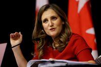 FILE PHOTO: Canada's Deputy Prime Minister and Minister of Finance Chrystia Freeland takes part in a press conference before delivering the fall economic update in Ottawa, Canada, November 21, 2023. REUTERS/Blair Gable/File Photo