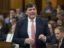 Infrastructure and Communities Minister and Intergovernmental Affairs Minister Dominic LeBlanc rises during Question Period, Thursday, March 23, 2023 in Ottawa. An in-law of a Liberal cabinet minister has been appointed interim ethics commissioner. THE CANADIAN PRESS/Adrian Wyld