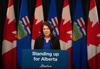Alberta Premier Danielle Smith’s sovereignty bill galloped toward the finish line Wednesday, with the government using debate time limits to rebut what it called Opposition delay tactics. Smith speaks at a press conference after the throne speech in Edmonton, on Tuesday, Nov. 29, 2022. THE CANADIAN PRESS/Jason Franson