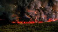Smoke billows upwards from a planned ignition by firefighters tackling the Donnie Creek Complex wildfire south of Fort Nelson, British Columbia, Canada June 3, 2023.  B.C. Wildfire Service/Handout via REUTERS. NO RESALES. NO ARCHIVES. THIS IMAGE HAS BEEN SUPPLIED BY A THIRD PARTY.