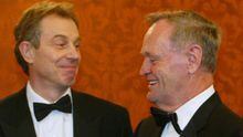 Tony Blair, left, and Jean Chrétien share a laugh  while in the Czech Republic for a NATO summit in November, 2002.