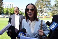 Bill Cosby’s lawyer Jennifer Bonjean speaks to the media as she arrives for opening statements in the civil suit against Bill Cosby at Santa Monica courthouse, California, U.S., June 1, 2022. REUTERS/Lucy Nicholson