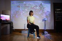 Sabrina Ratte uses artificial intelligence and virtual-reality in the world of art in her home in Montreal, Quebec, February 24, 2023.   (Christinne Muschi /The Globe and Mail)