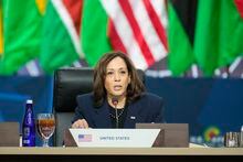 FILE - Vice President Kamala Harris speaks at a working lunch during the U.S. Africa Leaders Summit at the Walter E. Washington Convention Center in Washington, Dec. 15, 2022. Harris will be the latest and most high-profile administration official to visit Africa this year as the U.S. deepens its outreach to the continent. (AP Photo/Andrew Harnik, File)