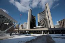 Exteriors of Toronto city hall are photographed on Feb 6 2018. *** DO NOT PUBLISH. PHOTOS TO BE USED FOR UPCOMING  GREG MCARTHUR AND KAREN HOWLETT STORY *** (Fred Lum/The Globe and Mail)