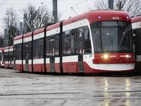 Streetcars lined up at a Toronto Transit Commissions yard in January, 2023.