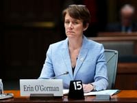 Canada Border Services Agency President Erin O'Gorman appears at a House of Commons standing committee on Public Accounts on Parliament Hill in Ottawa on Tuesday, Feb. 13, 2024. THE CANADIAN PRESS/Sean Kilpatrick