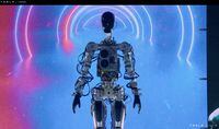 This video screen grab made from Tesla AI Day 2022 livestream shows the humanoid robot walking on stage in Palo Alto, California on September 30, 2022. (Photo by various sources / AFP) / RESTRICTED TO EDITORIAL USE - MANDATORY CREDIT "AFP PHOTO / HANDOUT / TESLA " - NO MARKETING - NO ADVERTISING CAMPAIGNS - DISTRIBUTED AS A SERVICE TO CLIENTS (Photo by -/AFP via Getty Images)