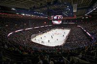 CALGARY, CANADA - FEBRUARY 01: A packed Scotiabank Saddledome watches the Regina Pats play the Calgary Hitmen on February 01, 2023 in Calgary, Alberta, Canada. (Photo by Leah Hennel/Getty Images)