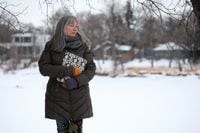 Winnipeg mother Christine Dobbs visits her son's favourite fishing spot in Churchill Park on January 29, 2021. He died of a fentanyl five-years-ago. SHANNON VANRAES / THE GLOBE AND MAIL