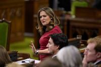 Minister of Finance Chrystia Freeland responds to a question from the Opposition after she delivered the 2023 Fall Economic Statement in the House of Commons, Tuesday, November 21, 2023 in Ottawa. THE CANADIAN PRESS/Adrian Wyld