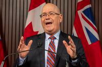 Municipal Affairs Minister Steve Clark speaks during a news conference in Toronto, on Dec. 7, 2020.