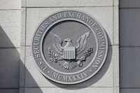 The seal of the U.S. Securities and Exchange Commission (SEC) is seen at their headquarters in Washington on May 12.