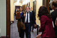 Minister of Canadian Heritage Pablo Rodriguez arrives at a caucus meeting on Parliament Hill in Ottawa on Wednesday, March 29, 2023. THE CANADIAN PRESS/Sean Kilpatrick