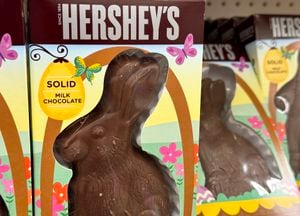 NOVATO, CALIFORNIA - MARCH 22: Chocolate Easter candy is displayed on a shelf at a Target store on March 22, 2024 in Novato, California. Cocoa futures prices have more than doubled since the beginning of the year and hit a record high of $8,940 per ton today. The spike in price is due to a shortage of cocoa and will likely result in higher prices for chocolate products ahead of the Easter holiday. (Photo by Justin Sullivan/Getty Images)