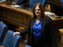 Manitoba Premier Heather Stefanson stands in the Manitoba Legislative Building, in Winnipeg, Tuesday, March 7, 2023. Plans to revamp a downtown Winnipeg shopping centre are set to be announced today.THE CANADIAN PRESS/David Lipnowski