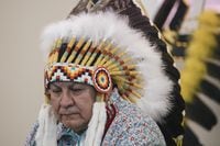Chief Randy Ermineskin during a press conference in advance of Pope Francis’s visit to the community in Maskwacis, Alberta on Monday, June 27, 2022.  Amber Bracken for the Globe and Mail