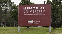 A sign is seen on the campus of Memorial University, Friday, June 23, 2023 in St. John's. A report from Newfoundland and Labrador's auditor general takes aim at high salaries and lavish spending among higher-ups at the province's only university. THE CANADIAN PRESS/Adrian Wyld