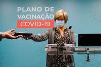 FILE PHOTO: Portugal's Health Minister Marta Temido arrives at a news conference regarding the coronavirus (COVID-19) situation in Lisbon, Portugal, December 17, 2021. REUTERS/Pedro Nunes/File Photo