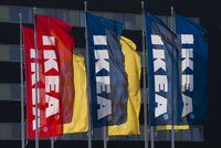 FILE PHOTO: The IKEA logo is seen on flags outside the IKEA Concept Center, a furniture store and headquarters of the IKEA brand owner Inter IKEA, in Delft, the Netherlands March 16, 2016.  REUTERS/Yves Herman