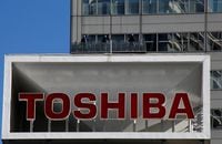 FILE PHOTO: The logo of Toshiba Corp at the company's headquarters in Tokyo, Japan, February 14, 2017. REUTERS/Toru Hanai/File Photo