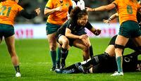 AUCKLAND, NEW ZEALAND - OCTOBER 08: Ruby Tui of New Zealand in action during the Pool A Rugby World Cup 2021 New Zealand match between Australia and New Zealand at Eden Park on October 08, 2022, in Auckland, New Zealand. (Photo by Greg Bowker/Getty Images)