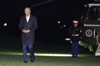 President Joe Biden arrives on Marine One on the South Lawn of the White House, early Sunday, March 27, 2022, in Washington, after a four-day trip to Europe. (AP Photo/Carolyn Kaster)