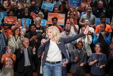 Alberta NDP leader Rachel Notley attends a campaign rally with supporters in Calgary on Saturday, May 27, 2023. Albertans go to the polls on May 29. THE CANADIAN PRESS/Jeff McIntosh