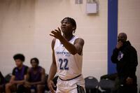 Elijah Fisher reacts while playing for Crestwood Prep School, in Toronto, on Thursday, February 24, 2022. THE CANADIAN PRESS/Chris Young