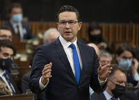 Conservative MP Pierre Poilievre rises during Question Period, Monday, November 29, 2021 in Ottawa. THE CANADIAN PRESS/Adrian Wyld