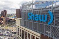 A Shaw Communications sign is photographed at the Shaw Corporate HQ in Calgary on May 9.