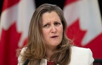 Deputy Prime Minister and Minister of Finance Chrystia Freeland is seen during a news conference, in Ottawa, Tuesday, Dec. 5, 2023. THE CANADIAN PRESS/Adrian Wyld