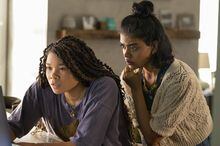 This image released by Sony Pictures shows Storm Reid, left, and and Megan Sure in a scene from "Missing." (Temma Hankin/Screen Gems-Sony Pictures via AP)