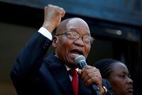 FILE PHOTO: Jacob Zuma, former president of South Africa addresses his supporters outside the high court in Durban, South Africa, April 6, 2018. REUTERS/Rogan Ward/File Photo