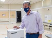 Nova Scotia Progressive Conservative leader Tim Houston votes in the provincial election in Little Harbour, N.S. on Tuesday, Aug. 17, 2021.