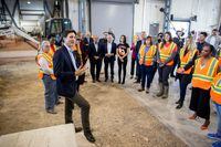Canada's Prime Minister Justin Trudeau visits The Laborers' International Union of North America (LiUNA) in Grimsby Ontario, Canada, October 13, 2022.  REUTERS/Carlos Osorio