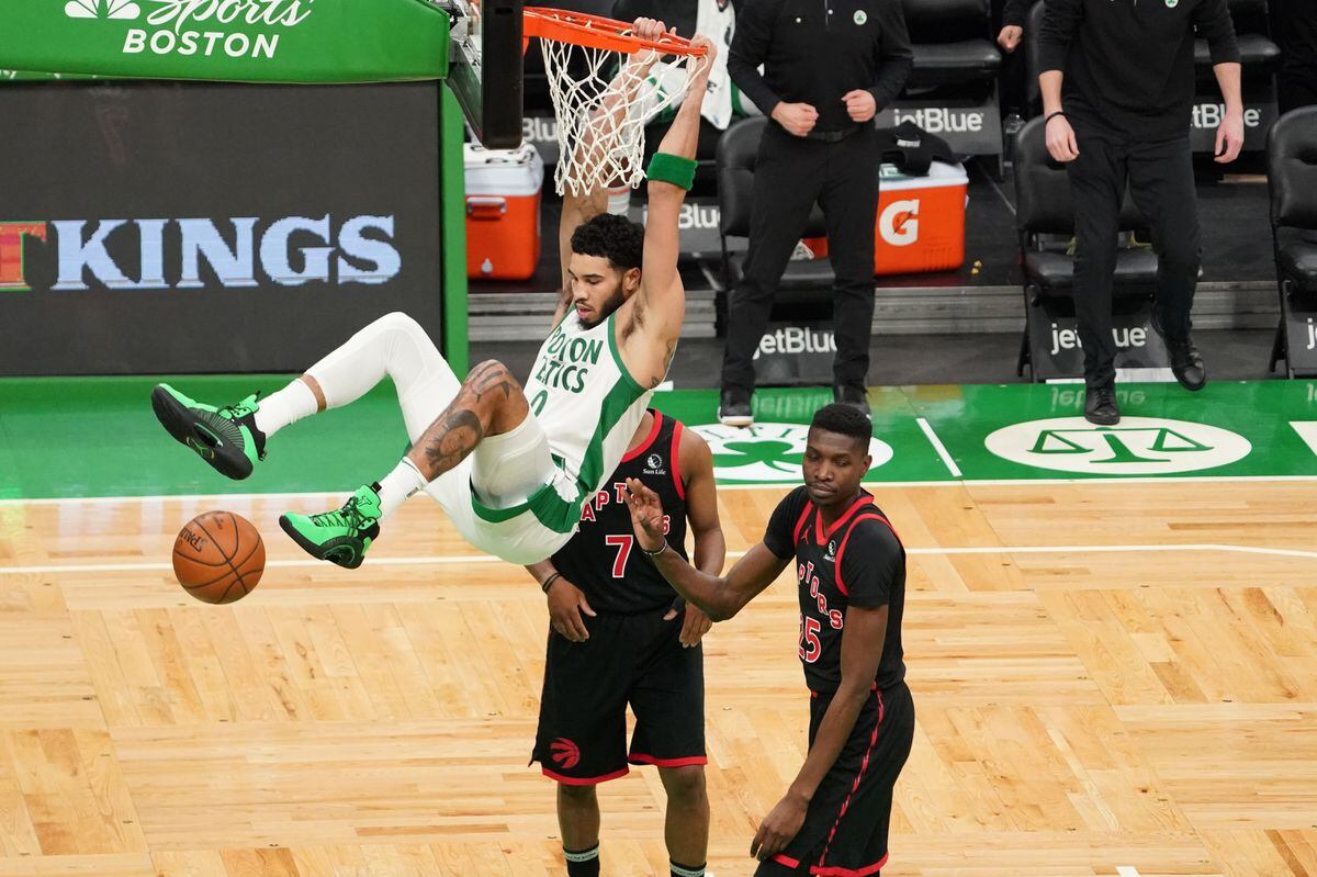 Jayson Tatum scores 27, Celtics outlast depleted Raptors 132-125