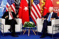 FILE PHOTO: U.S. President Joe Biden meets with Turkish President Recep Tayyip Erdogan during the NATO summit in Madrid, Spain June 29, 2022. REUTERS/Jonathan Ernst/File Photo