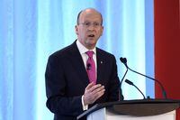 Victor Dodig, President and CEO of CIBC speaks during the annual meeting of shareholders in Ottawa on April 6, 2017. The chief executive of Canadian Imperial Bank Of Commerce saw his total compensation last year decline compared with 2018. In a regulatory filing ahead of the bank's annual meeting, CIBC says Victor Dodig's total compensation for 2019 was $9 million, down from $10 million in 2018. THE CANADIAN PRESS/Justin Tang