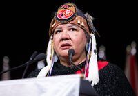 Assembly of First Nations National Chief RoseAnne Archibald speaks during the AFN annual general meeting, in Vancouver, on Tuesday, July 5, 2022. The AFN's executive committee and board of directors suspended Archibald last month pending the outcome of investigations into four complaints against her. THE CANADIAN PRESS/Darryl Dyck