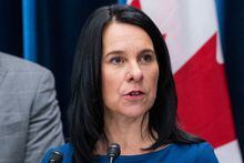 Montreal Mayor Valérie Plante is expected to testify today in a class-action lawsuit that claims the city hasn't acted to combat systemic racial profiling by its police officers. Plante introduces Fady Dagher as the new chief of the Montreal Police service in Montreal, on Nov. 24, 2022. THE CANADIAN PRESS/Paul Chiasson