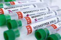 FILE PHOTO: Test tubes labeled "Monkeypox virus positive and negative" are seen in this illustration taken May 23, 2022. REUTERS/Dado Ruvic/Illustration/File Photo
