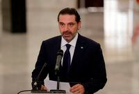 Former Lebanese prime minister Saad Hariri delivers a statement after the president named him to form a new cabinet, at the presidential palace in Baabda, on Oct. 22, 2020.
