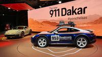 Porsche revealed a jacked-up, rally version of its 911 at the 2022 Los Angeles Auto Show on Wednesday, Nov. 16. There’s an optional roof rack for carrying rally equipment, and even an available roof tent.