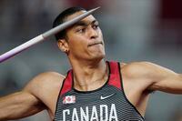 Decathlete Pierce LePage, hammer thrower Camryn Rogers and sprinters Andre de Grasse, Aaron Brown, Jerome Blake and Brendon Rodney headline the Canadian team for the upcoming world athletics championships. Lepage competes in the men's decathlon javelin throw at the World Athletics Championships in Doha, Qatar, Thursday, Oct. 3, 2019. THE CANADIAN PRESS/AP-David J. Phillip