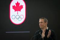 David Shoemaker, chief executive officer of the Canadian Olympic Committee, speaks during the Olympic Partnership kick off event at the Sobey's office in Mississauga, Ont. on Monday, October 7, 2019. THE CANADIAN PRESS/ Tijana Martin