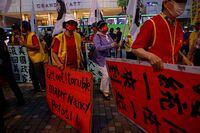 Demonstrators take part in a protest against U.S. House of Representatives Speaker Nancy Pelosi's visit, in Taipei, Taiwan August 2, 2022. REUTERS/Ann Wang