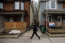 A house for sale in the east end of Toronto, Wednesday, March 22, 2023. (Cole Burston/The Globe and Mail)