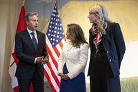 U.S. Secretary of State Antony Blinken meets with Deputy Prime Minister and Minister of Finance Chrystia Freeland and Minister of Foreign Affairs Mélanie Joly in Ottawa on Thursday, Oct. 27, 2022. Freeland and Joly are among the key signatories to an open letter decrying Iran's record on women's rights. THE CANADIAN PRESS/Justin Tang